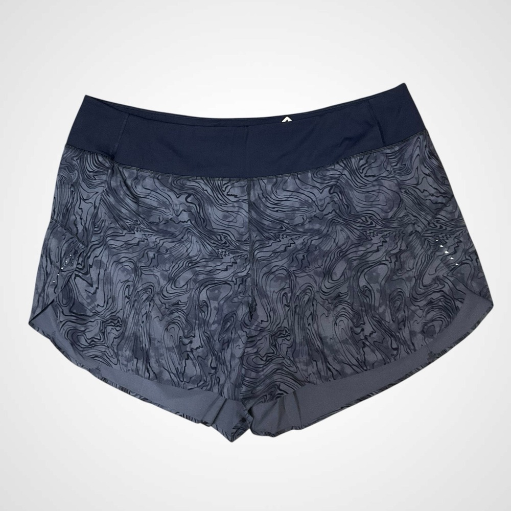 NEW Athleta Shorts Womens 3XL Blue Marble Run With It Printed 3.5" Short Lined